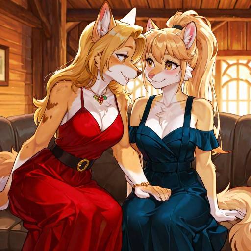 Two Anime Girls Sitting on Couch