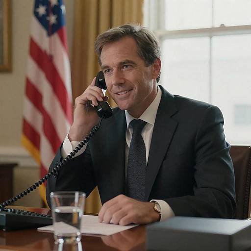 Patriotic Office Portrait: Man on Phone