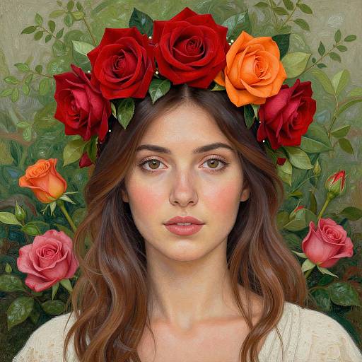 Serene Woman with Vibrant Floral Crown