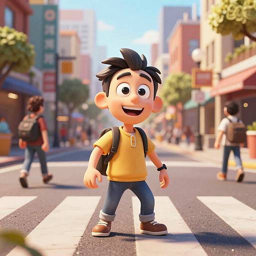 Vibrant Cartoon City Street Scene