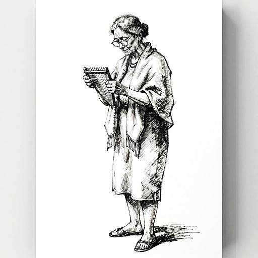 Etching Portrait of Elderly Woman