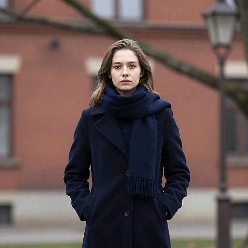 Serious Young Woman in Cold Setting
