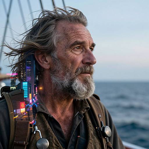 Double Exposure Shipwreck Explorer Portrait