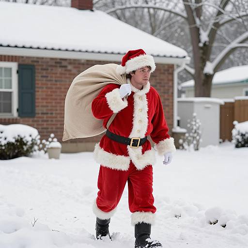 Santa Figure in Snowy Landscape