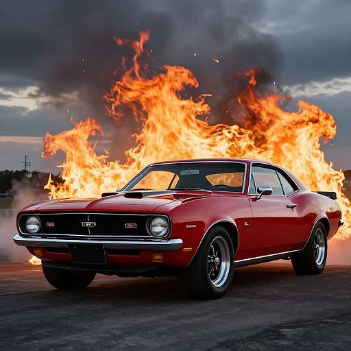 Flaming Chevrolet Muscle Cars Wallpaper