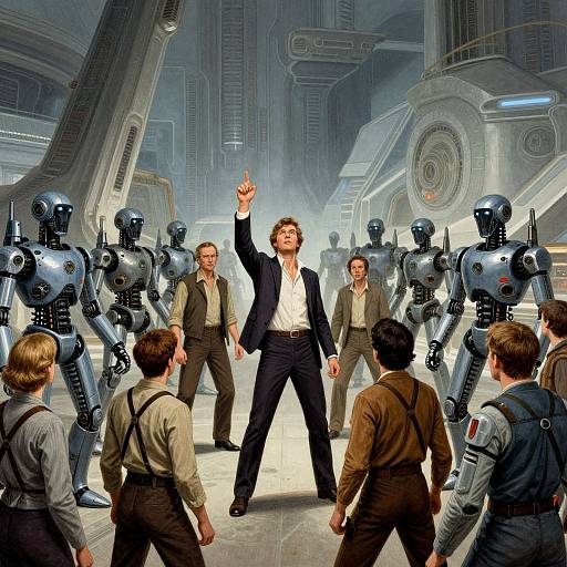 1970s Sci-Fi Humans vs Robots Confrontation