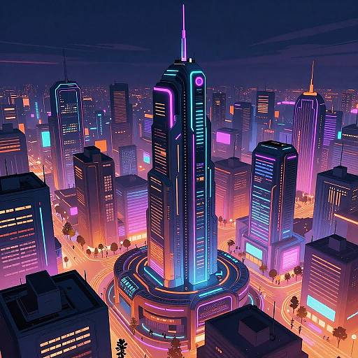 Futuristic Cyberpunk Neon Cityscapes
