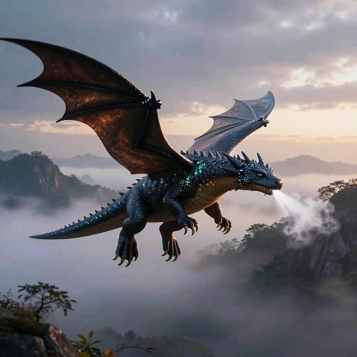 Bioluminescent Platypus Dragon Soaring