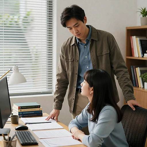 Office Interaction Between Man and Woman