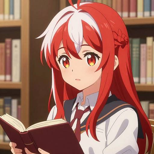 Red and White Haired Anime Girl