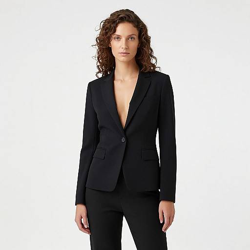 Curly-Haired Woman in Black Blazer