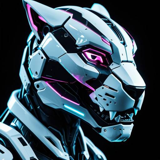 Glowing Mech Panther Portrait