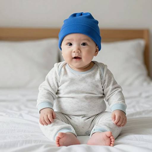 Preemie Baby in Blue Hat
