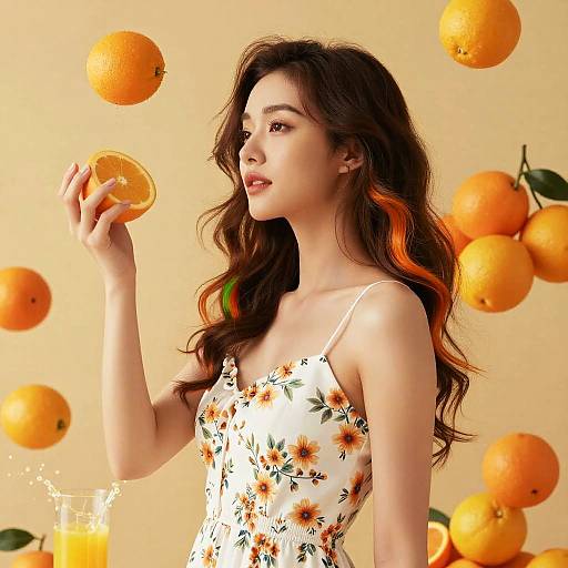 Photo Realistic Asian Woman with Citrus