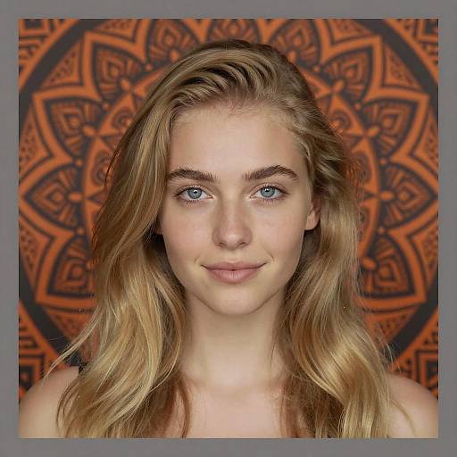 Portrait of Blonde Woman with Mandala Background