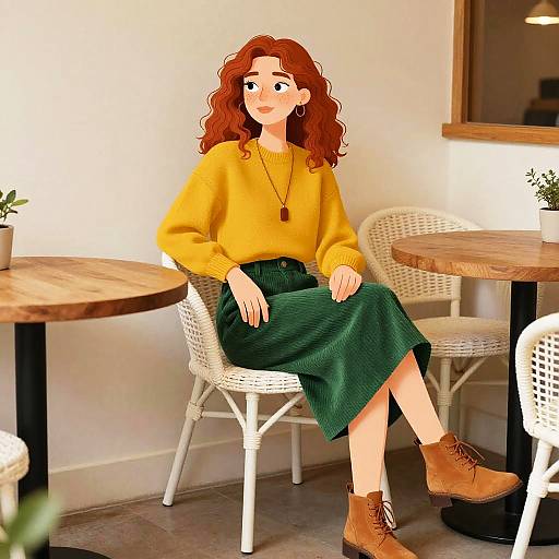 Cozy Café Fashion Portrait