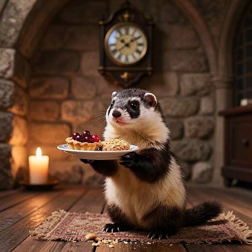 Antique Tunnel with Candlelit Stoat