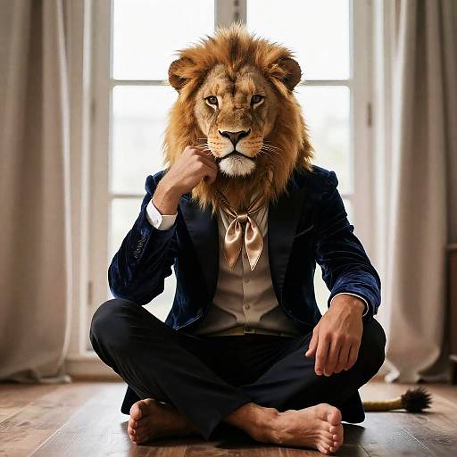 Regal Lion Furry in Velvet Jacket