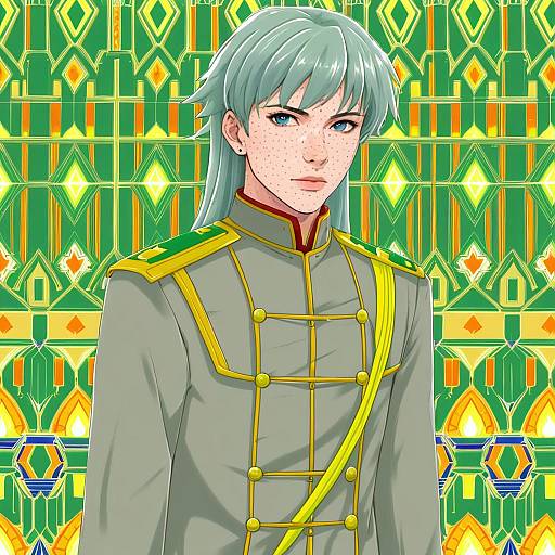 Illustration of Ashe ubert, fire emblem in the style of Denhijou niki