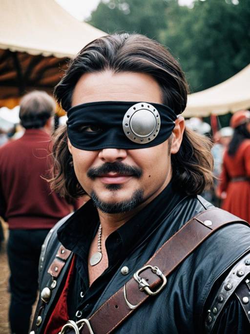 Man in Eye Patch Costume at Renaissance Fair