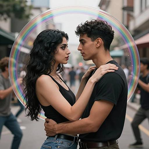Trans Couple Protected by Rainbow Bubble