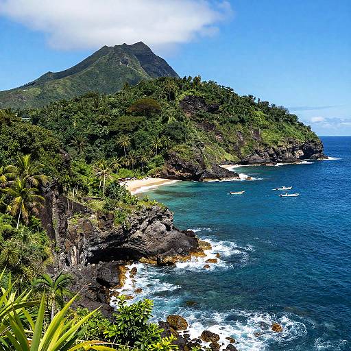 Photorealistic Volcanic Island Aerial View