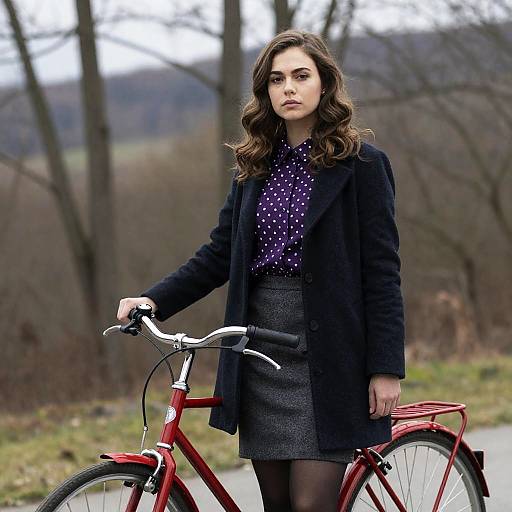 Young Woman with Bicycle in Nature