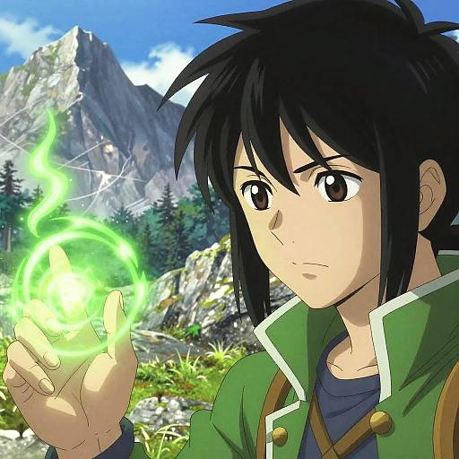 Young Mage Casting Spells in Mountains