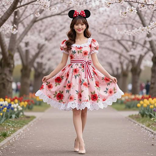 Spring Celebration in Floral Minnie Dress