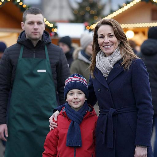 Joyful Family at Christmas Market