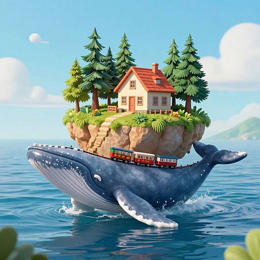 Whimsical Island on Giant Whale