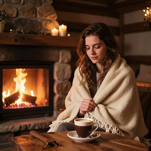 Cozy Rustic Cabin Winter Scene