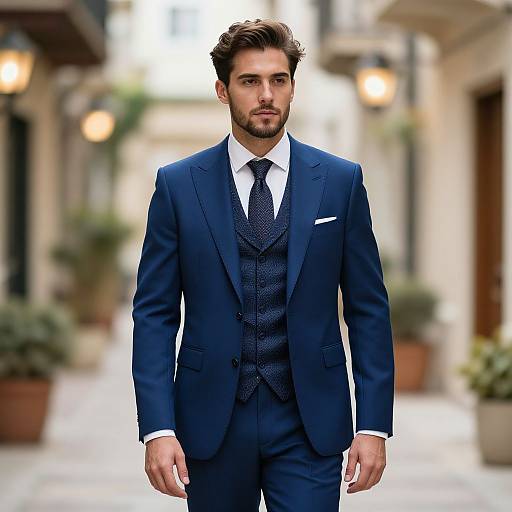 Elegant Portrait of Man in Blue Suit