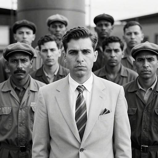 Serious Group Portrait in Industrial Setting
