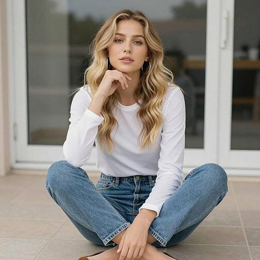 Young Blonde Woman on Patio