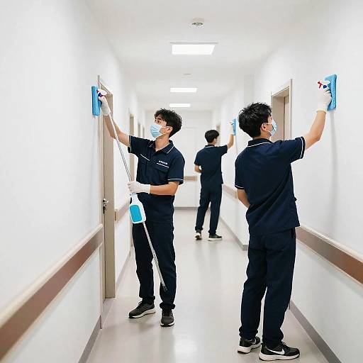 Hospital Cleaning Team in Action