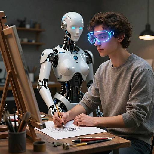 Cybernetic Muse Inspiring Human Artist