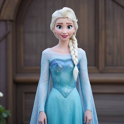 Woman in Blue Dress with Cape