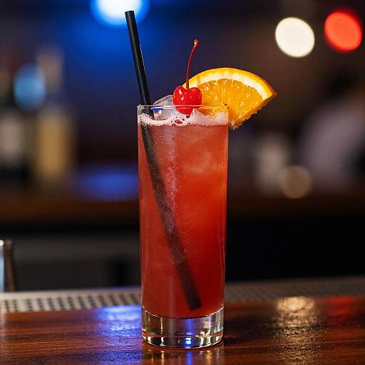 Vibrant Red Cocktail with Citrus Garnish