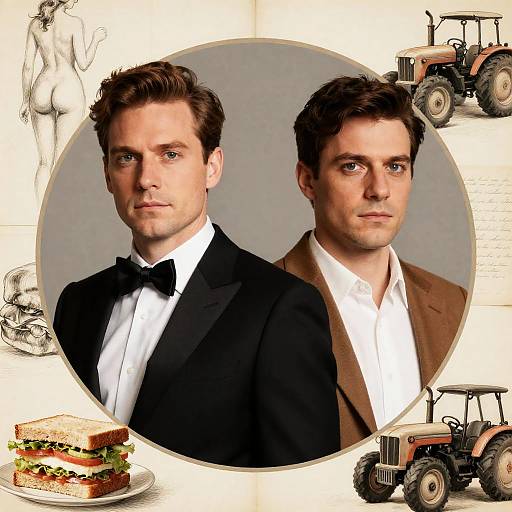 Vintage Style Portrait of Two Men