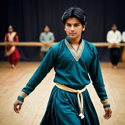 Indian Male Dancer in Traditional Kathak Dress