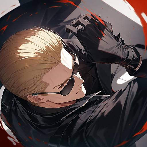 Illustration of Albert wesker, resident evil in the style of Anza tomo