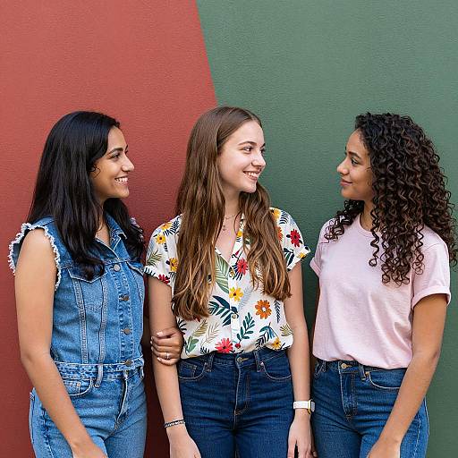 Three Friends Against Abstract Background