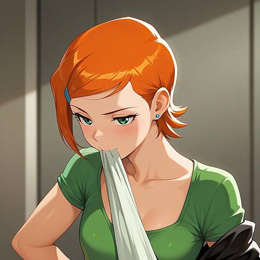 Illustration of Gwen tennyson, ben 10 in the style of Dos (james30226)