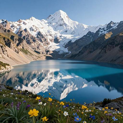 Majestic Mountain Range with Crystal Lake