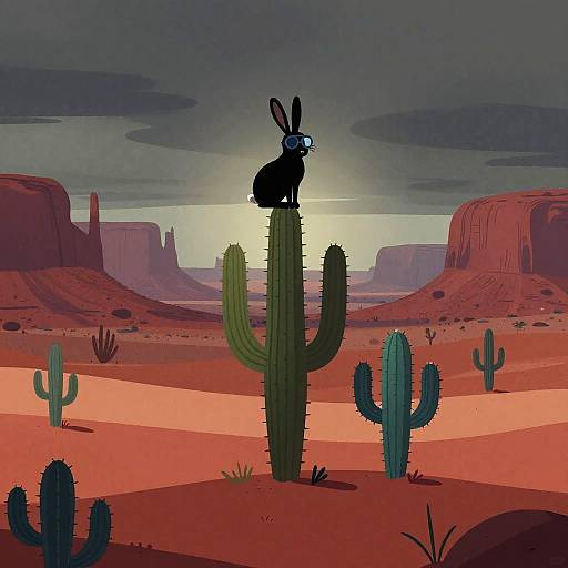 Steampunk Jackrabbit Desert Scene