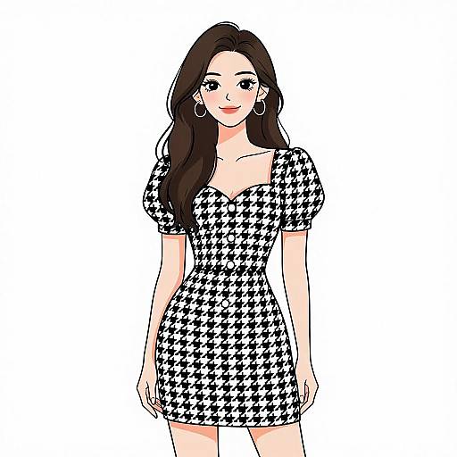Chic Woman in Houndstooth Mini Dress
