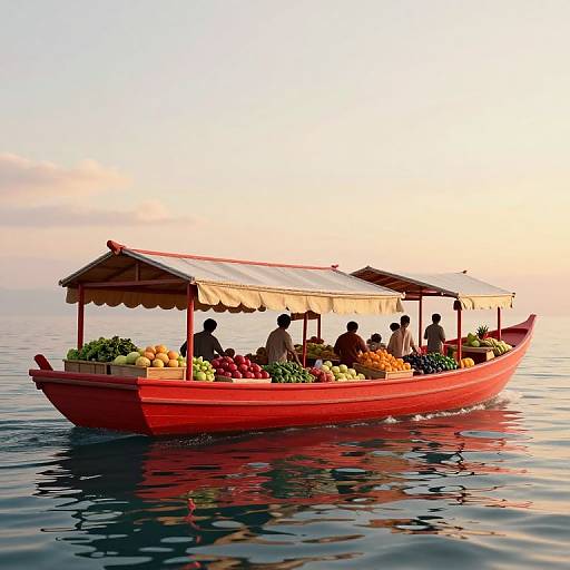 Serene Floating Marketplace at Golden Hour