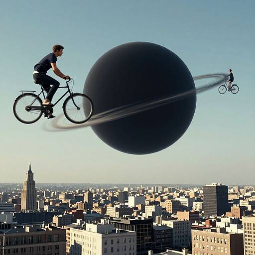 City Above Black Hole with Question-Powered Bikes