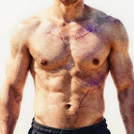 Watercolor Veined Abs Anatomy Art